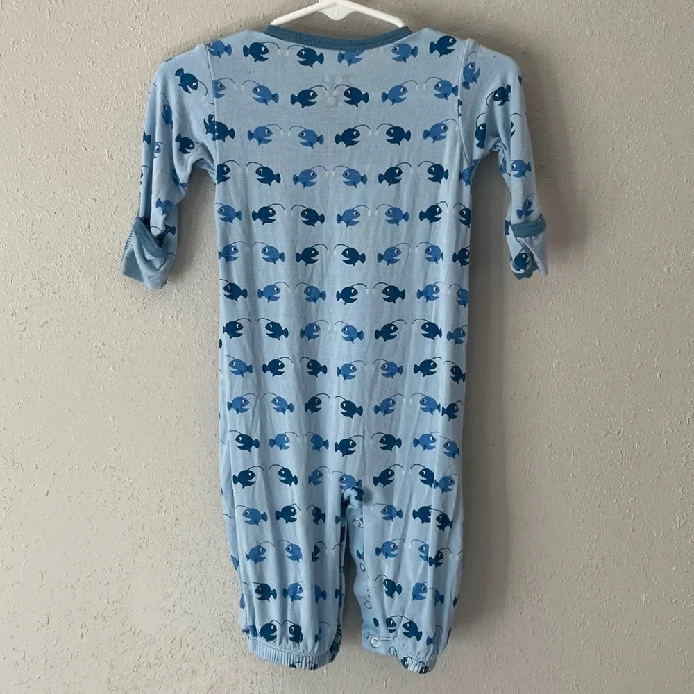 Kickee Pants Convertible Gown Pond Angler Fish Bamboo Size 3-6 Months